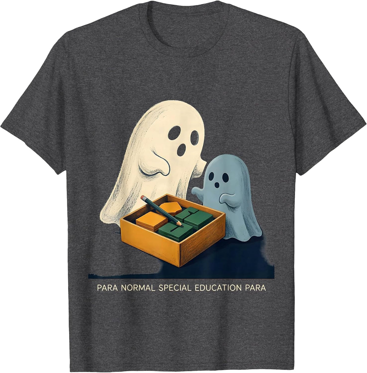 Men's Para Normal Special Education Para Ghost Halloween Teacher T-Shirt - Dark Heather Grey