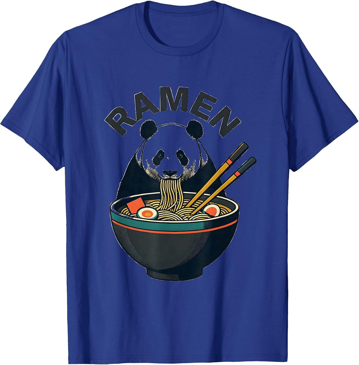 Men's Ramen Cute Panda Eating Kawaii Anime Animal Humor T-Shirt - Royal Blue