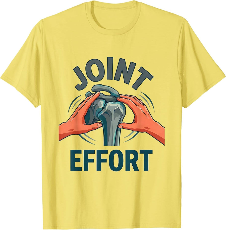 Men's Joint Effort Funny Massage Therapist Chiropractor T-Shirt - Lemon Yellow