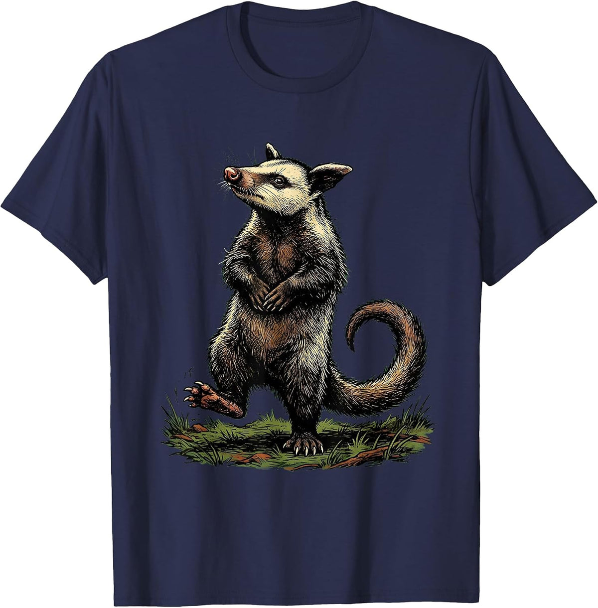 Men's Awkward Opossum Vintage Animal Meme Humor T-Shirt - Navy Blue