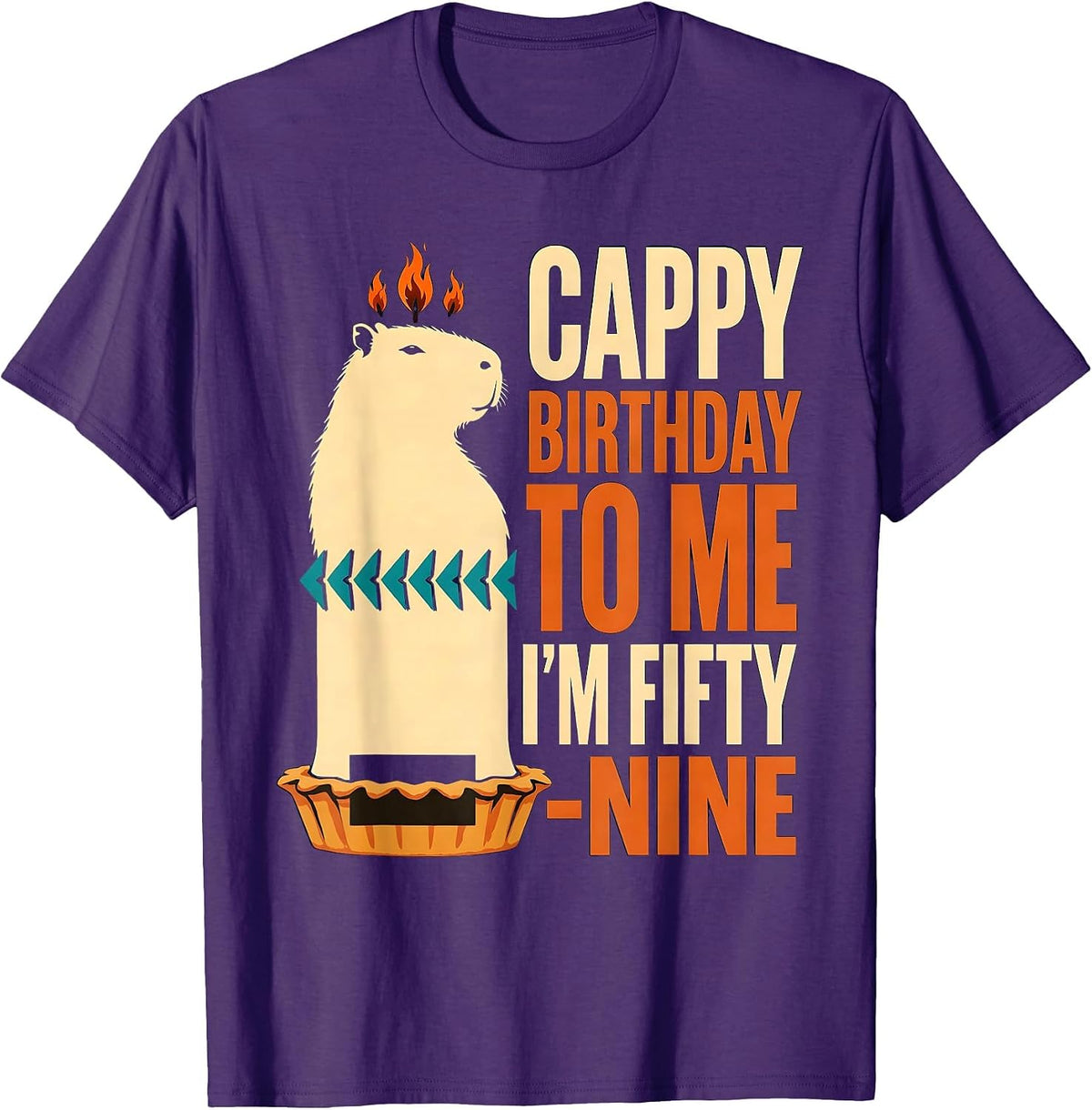 Men's Cappy Birthday To Me I'm Fifty-Nine Cute Kawaii Capybara T-Shirt - Purple