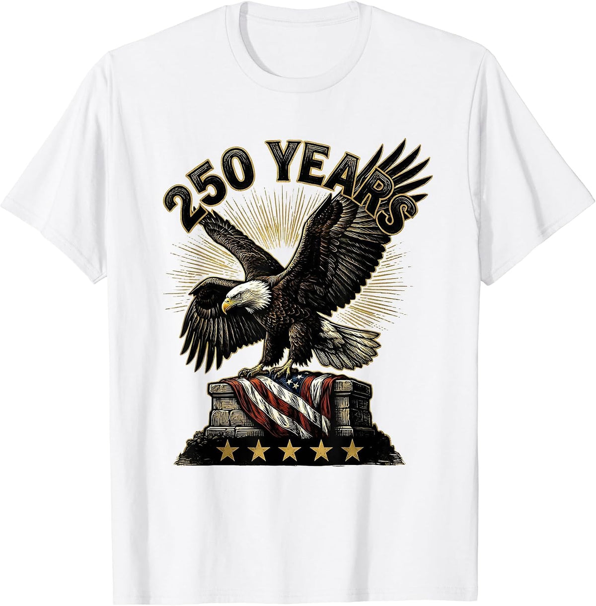 Men's 250 Years Patriotic Eagle and Flag 250th Anniversary USA T-Shirt - White