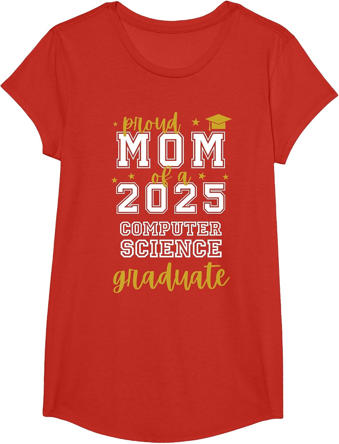 Proud Mom of a 2025 Computer Science Graduate T-Shirt - Girls Red