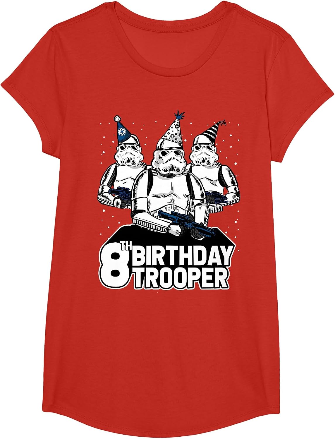 Star Wars Stormtrooper Party Hats Trio 8th Birthday Trooper T-Shirt - Girls Red