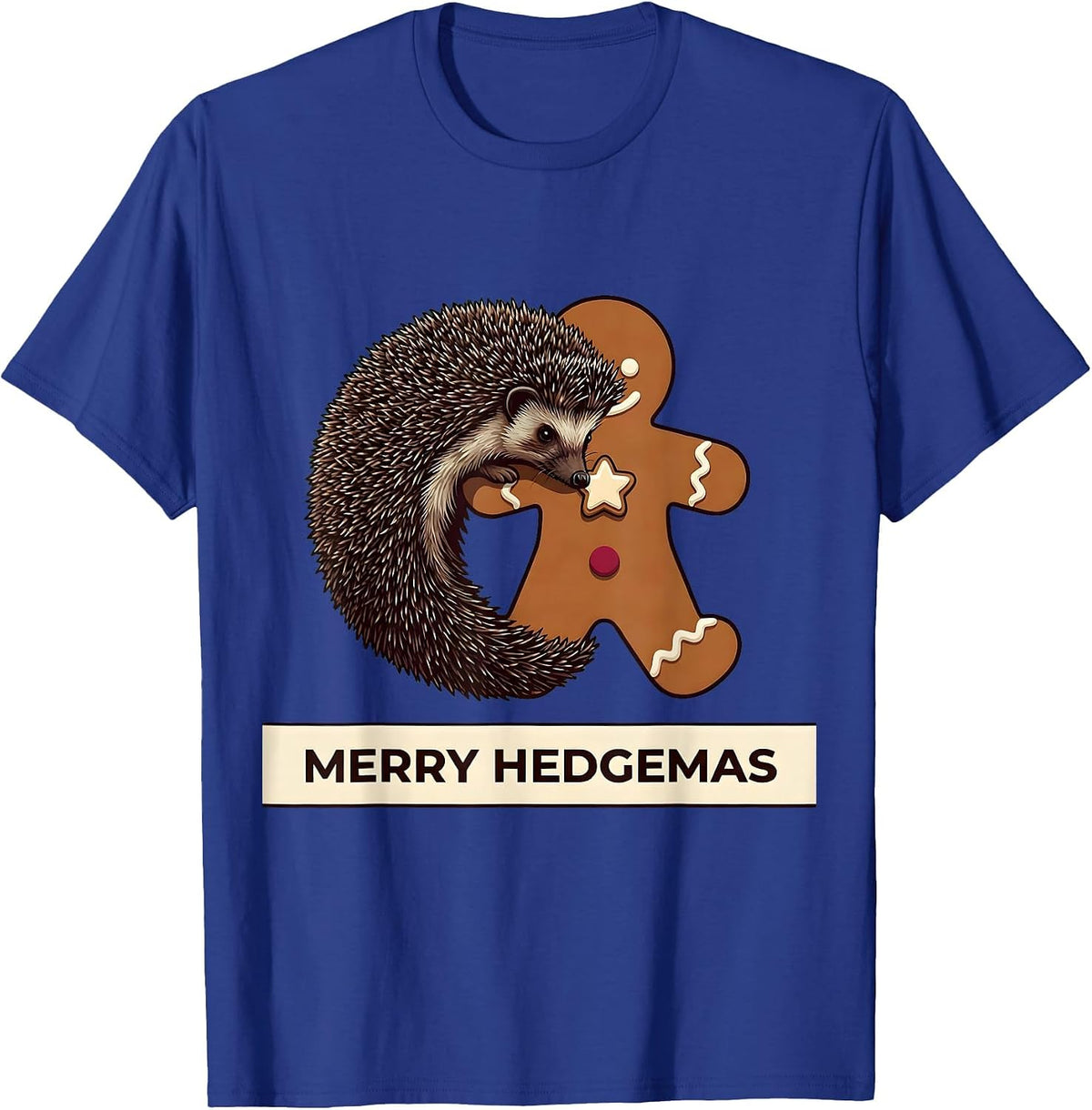 Men's Merry Hedgemas Cute Hedgehog Christmas Humor Novelty T-Shirt - Royal Blue