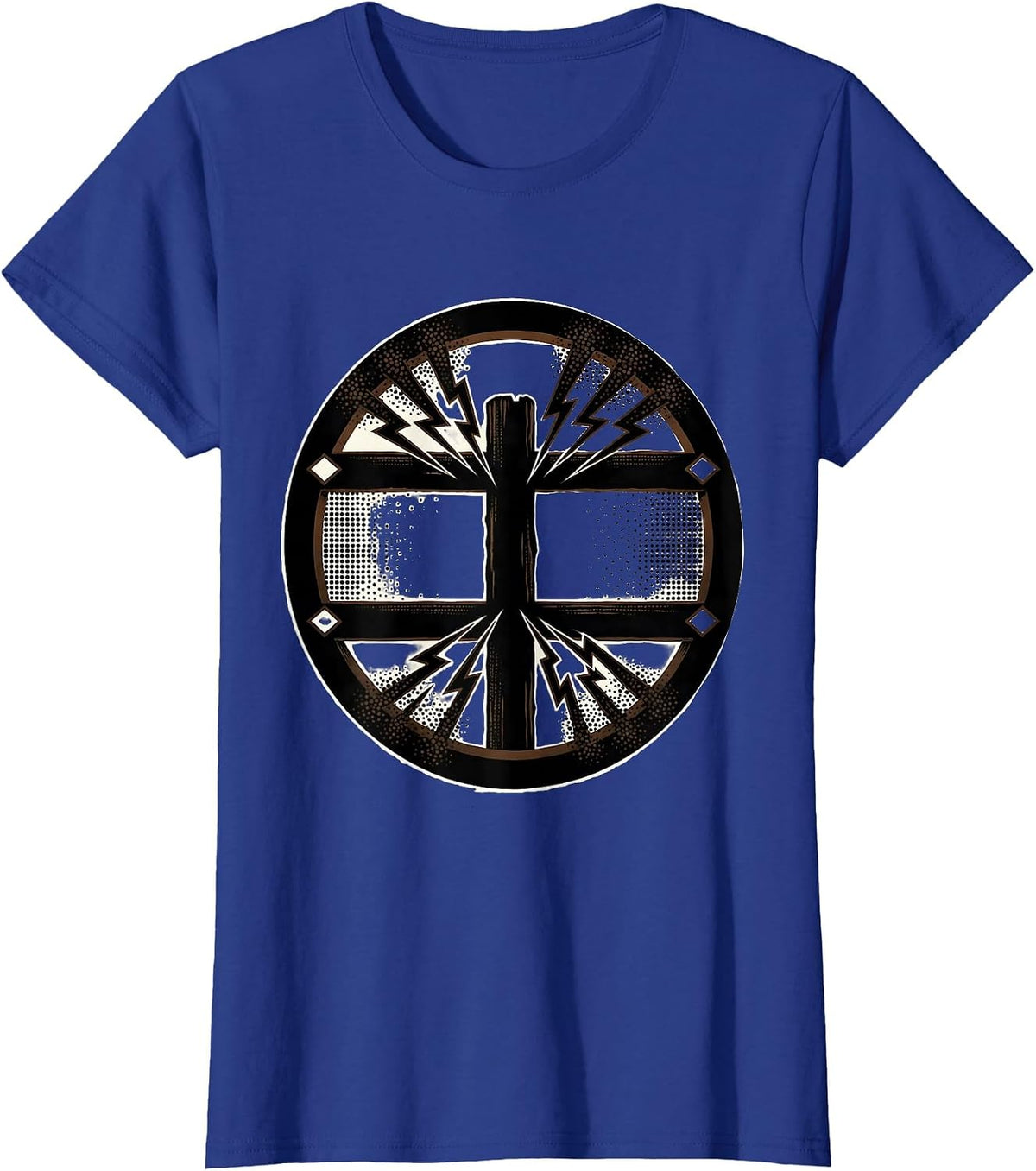 Women's Electric Fence Sparking Charge FAFO Graphic T-Shirt - Royal Blue