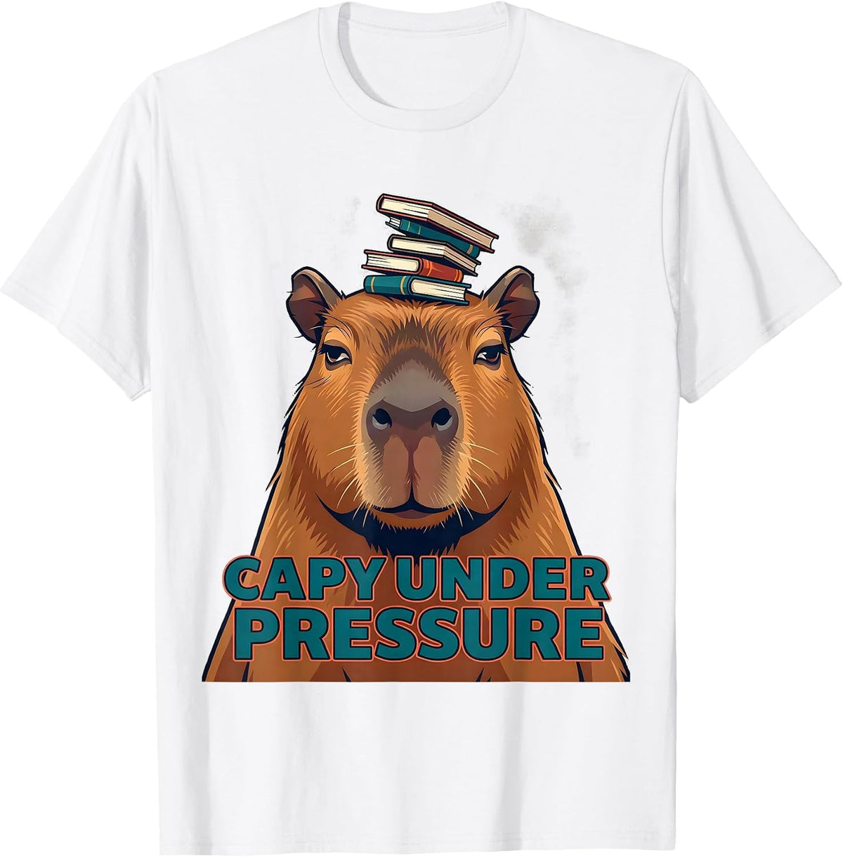 Men's Capy Under Pressure Funny Capybara Meme Animal Humor T-Shirt - White