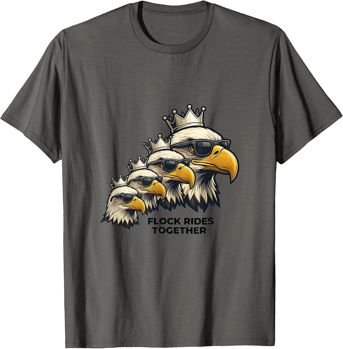 Men's FLOCK RIDES TOGETHER Eagle Mascot Sunglasses Eagle Fan T-Shirt - Asphalt Grey