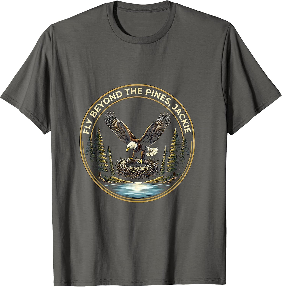 Men's Fly Beyond The Pines Jackie Bald Eagle Memorial Tribute T-Shirt - Asphalt Grey