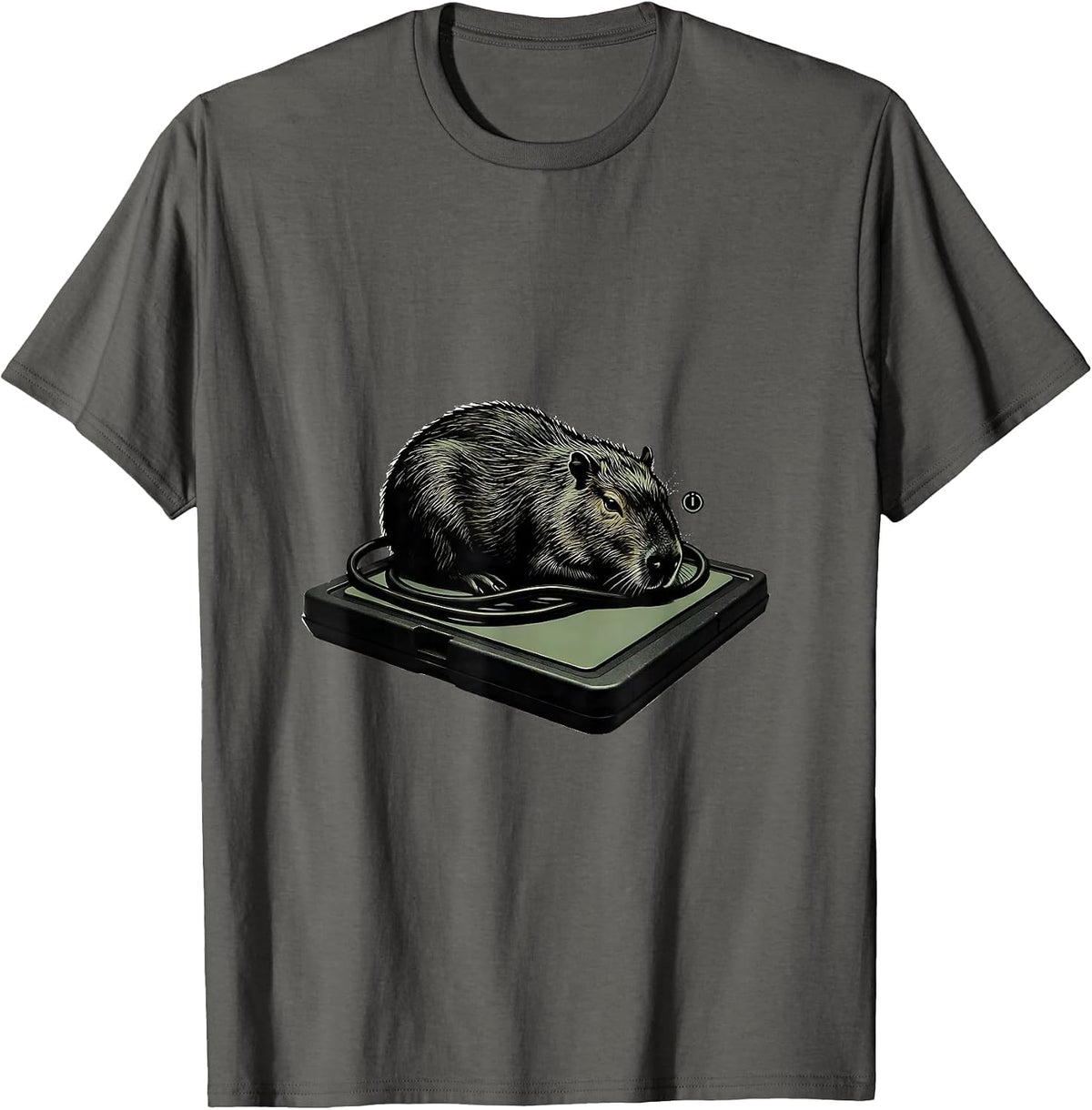 Men's Sleeping Capybara Gamer Minimalist Funny Video Games T-Shirt - Asphalt Grey