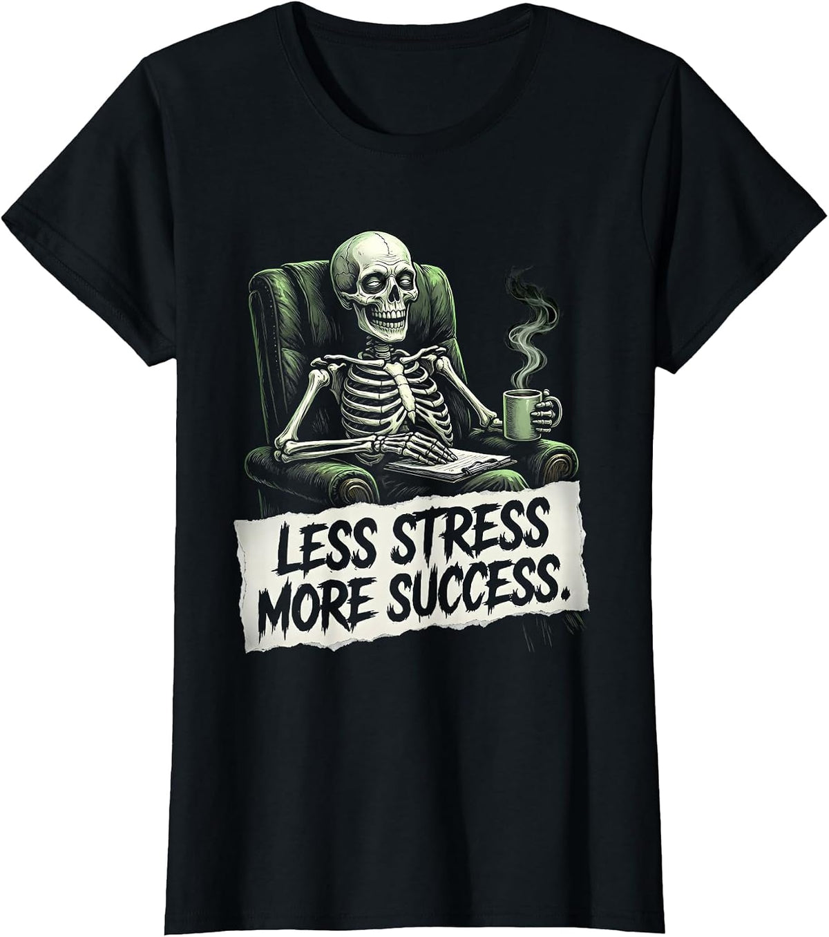Less Stress More Success School Psychologist Design T-Shirt - Black