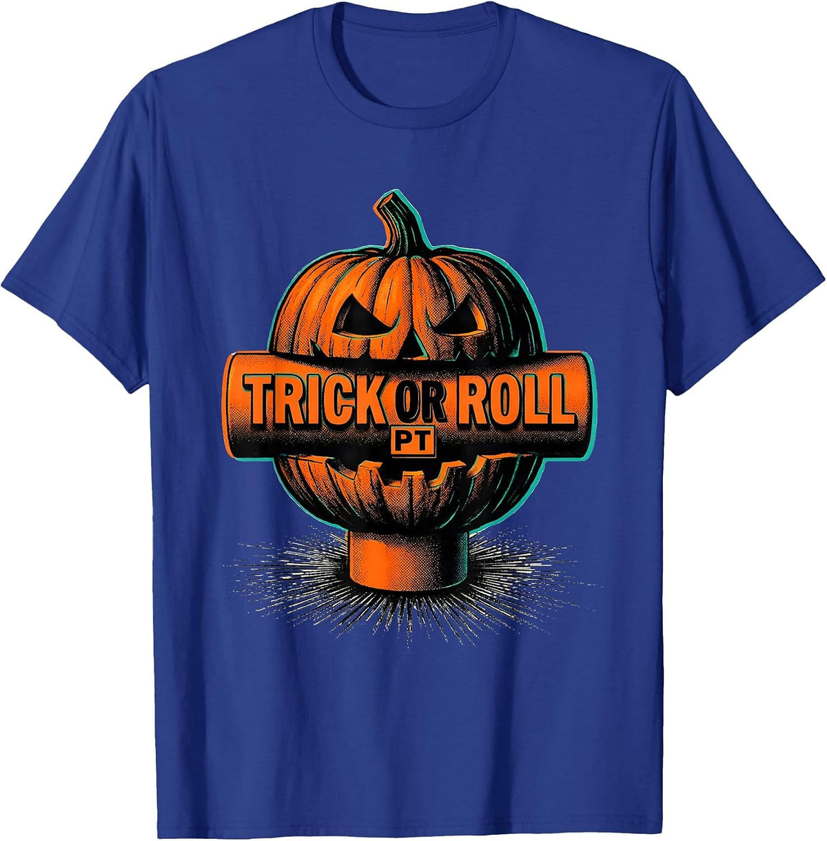 Men's Trick Or Roll PT Halloween Physical Therapy Therapist Humor T-Shirt - Royal Blue