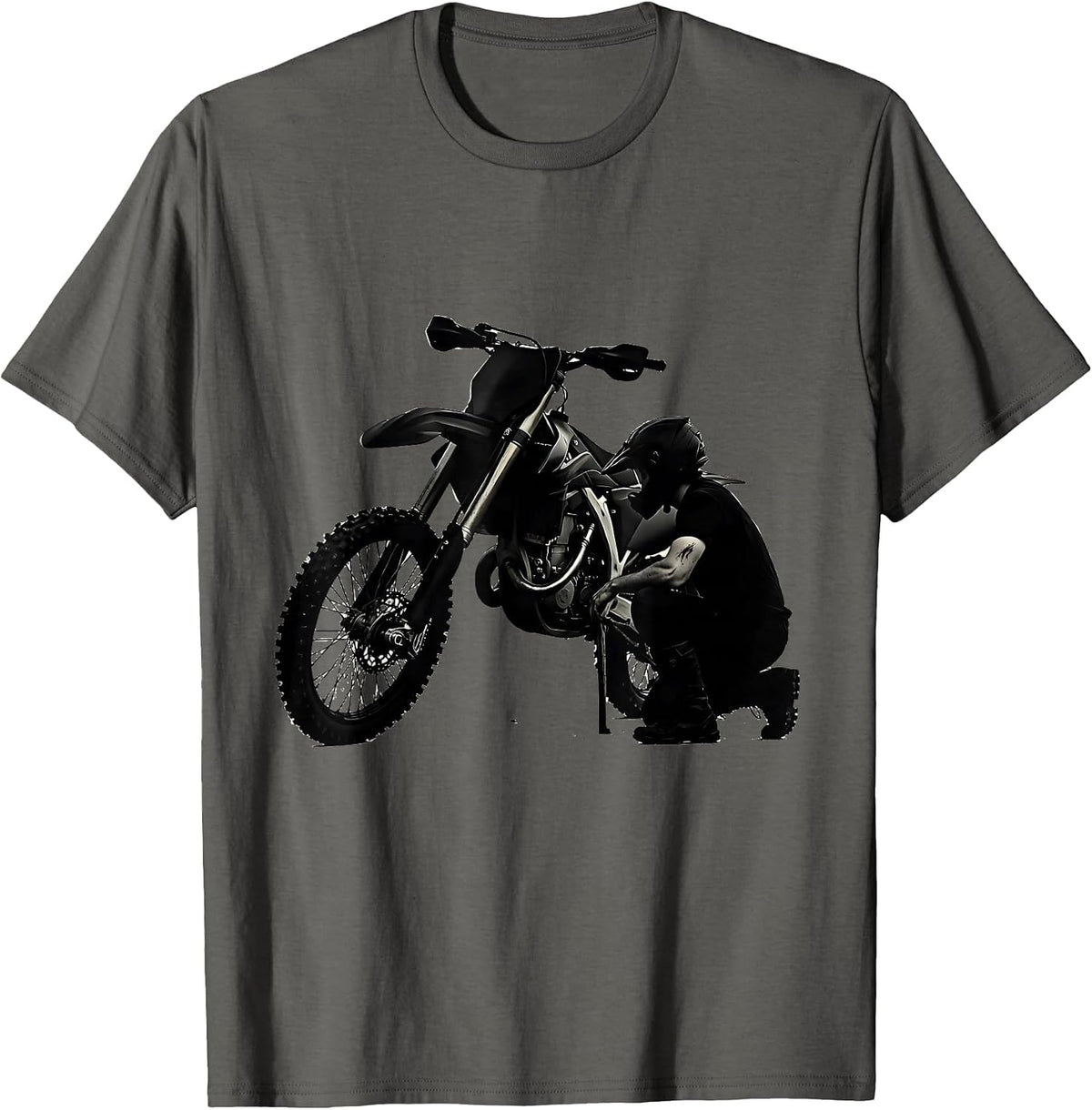 Men's Dirt Bike Crash Funny Motocross Biker Gift T-Shirt - Asphalt Grey