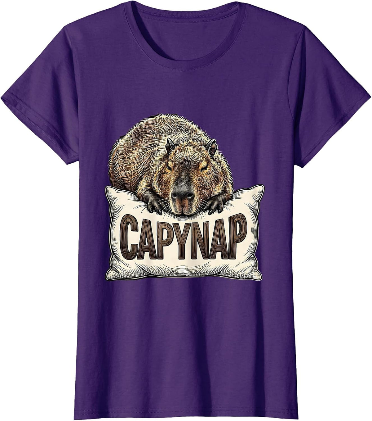Women's Capynap Cute Capybara Official Sleepshirt Pajama Humor T-Shirt - Purple