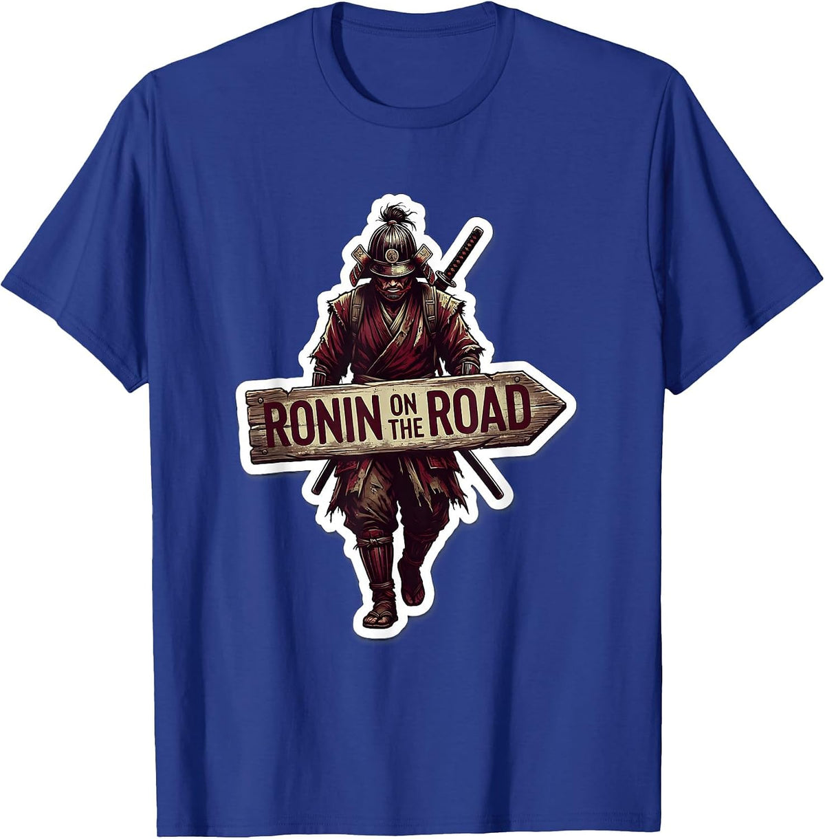 Ronin On The Road Japanese Wanderer Design T-Shirt - Royal Blue