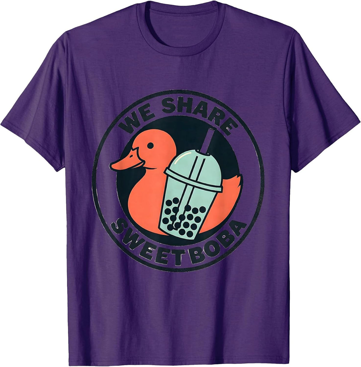 We Share Sweet Boba Cute Kawaii Anime Animal Boba Tea Lover T-Shirt - Purple