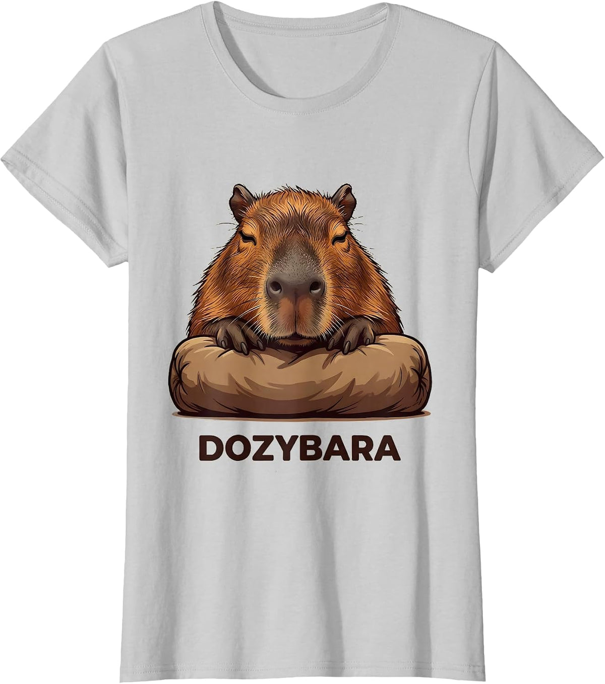 Dozybara Cute Capybara Sleepy Pajama Humor Kids Adults T-Shirt - Silver Grey