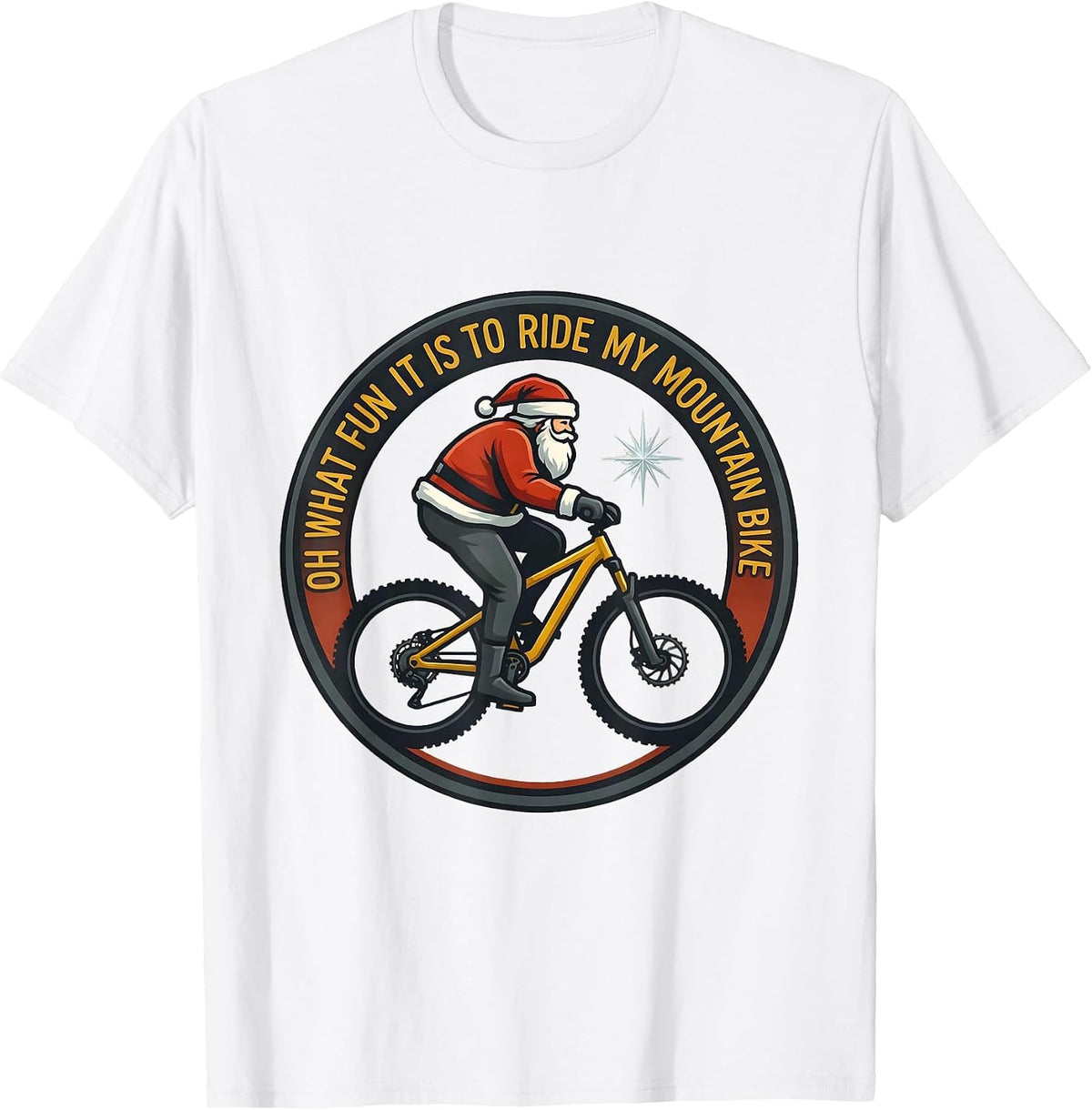 Men's Oh What Fun It Is To Ride My Mountain Bike Biker T-Shirt - White
