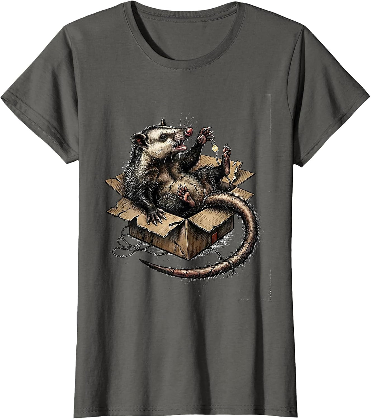 Women's Angry Opossum Possum Lover Meme Humor T-Shirt - Asphalt Grey