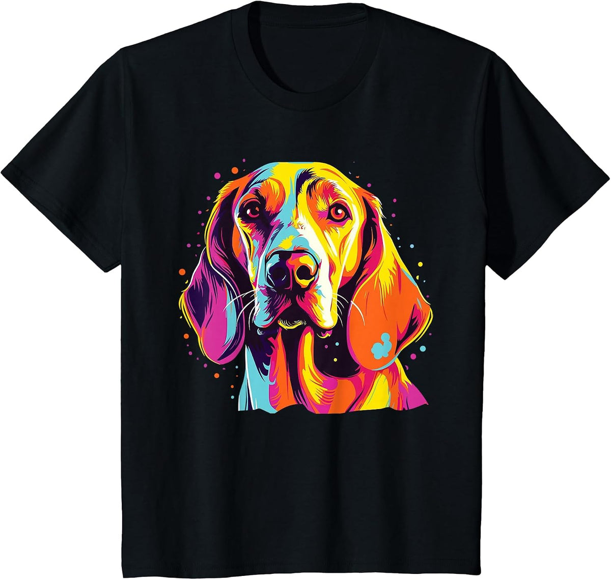 Watercolor Colorful English Foxhound Dog T-Shirt - Black
