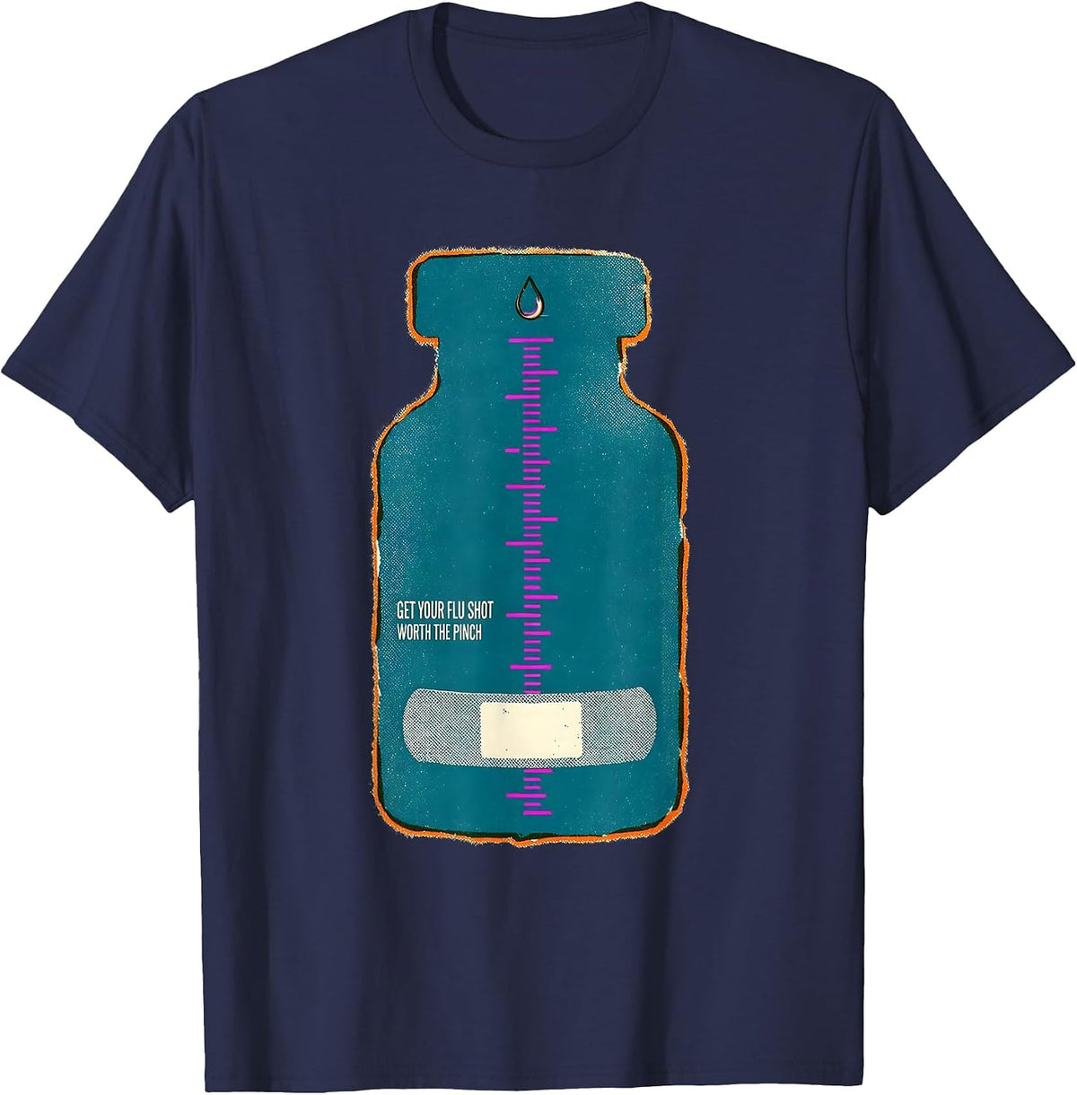Men's Get Your Flu Shot—Worth The Pinch Funny Nurse Doctor T-Shirt - Navy Blue