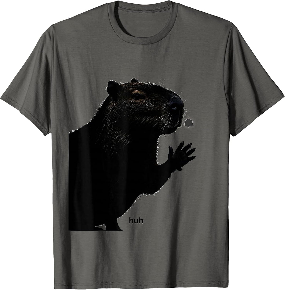 huh Funny Capybara Meme Animal Humor Internet T-Shirt - Asphalt Grey