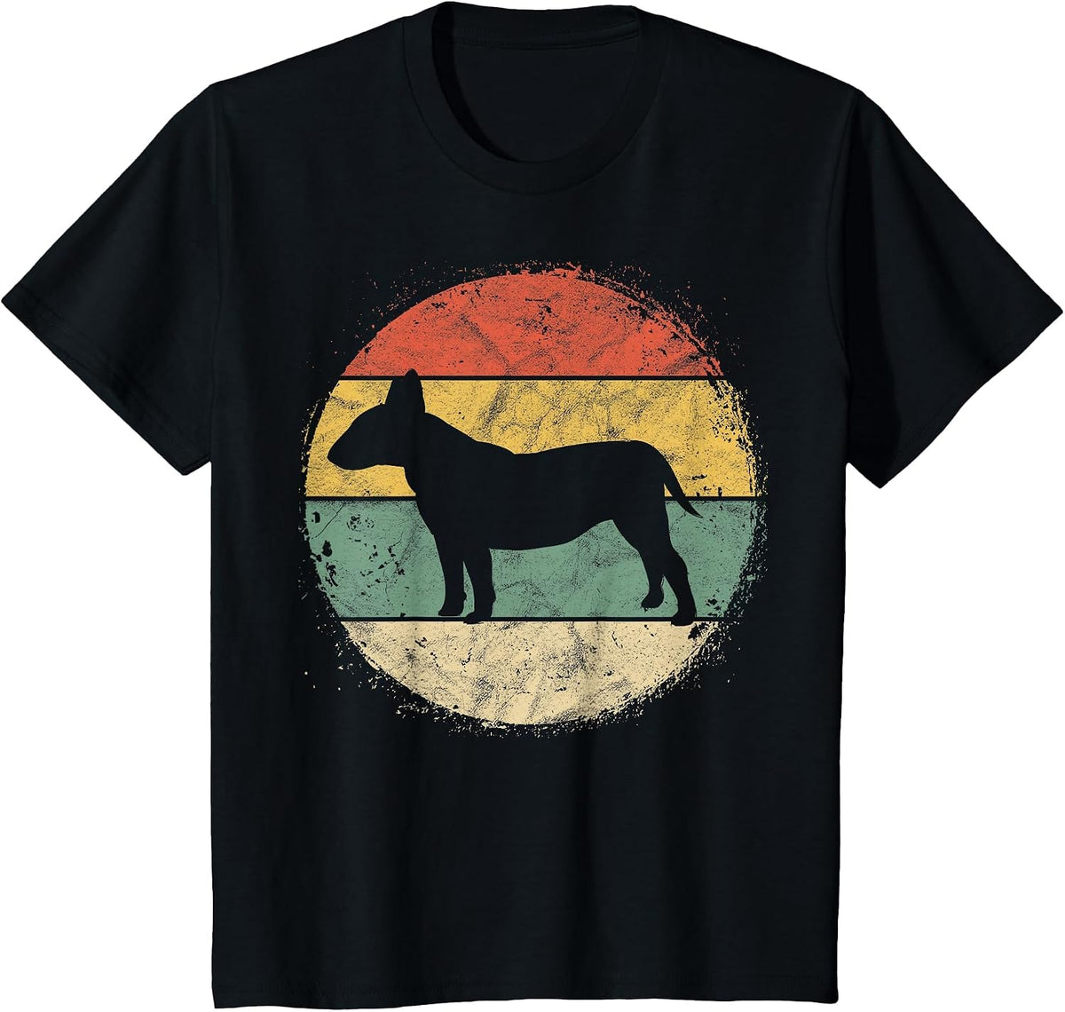 Circular Retro Bull Terrier Owner Bully Parents Dog Mom T-Shirt - Black