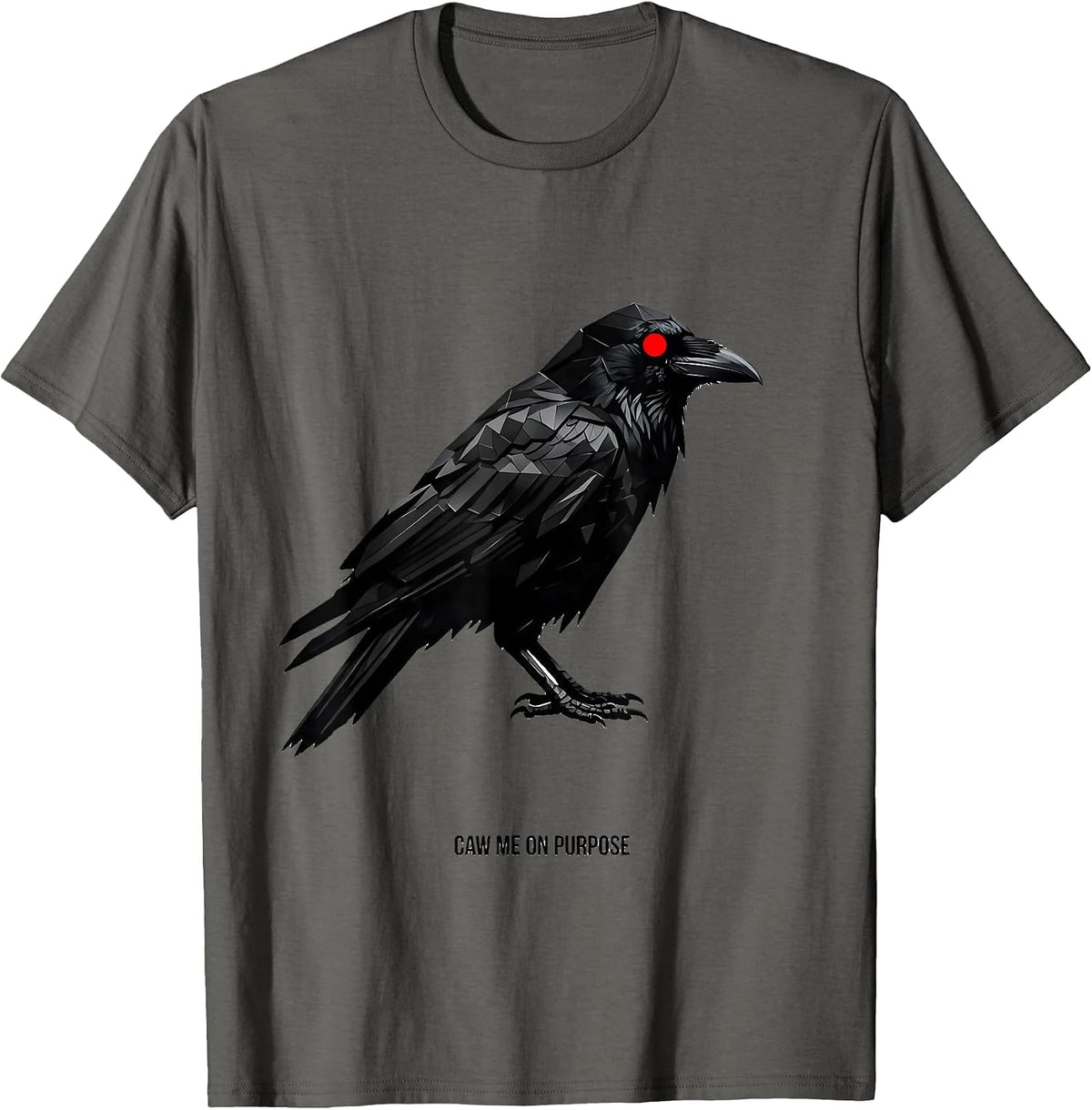 Caw Me On Purpose Geometric Crow Bird Lover Vintage Humor T-Shirt - Asphalt Grey