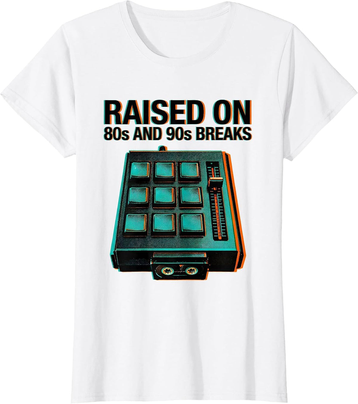 Women's Raised On 80s And 90s Breaks Vintage Hip Hop Rap Lyric T-Shirt - White