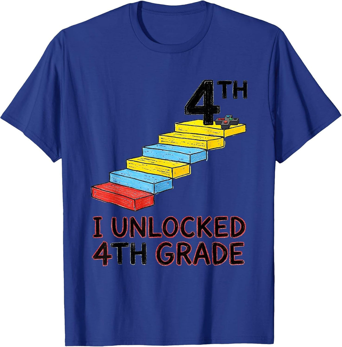 Men's I Unlocked 4th Grade Naive Kidcore Back To School Gamer T-Shirt - Royal Blue