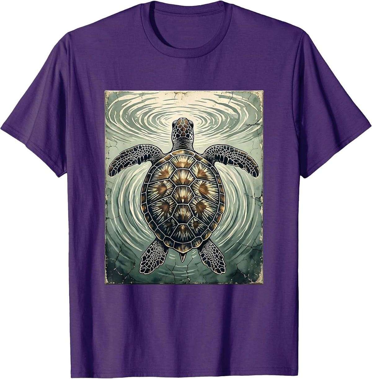Men's Turtle Swimming Toward Ocean Surface Light T-Shirt - Purple