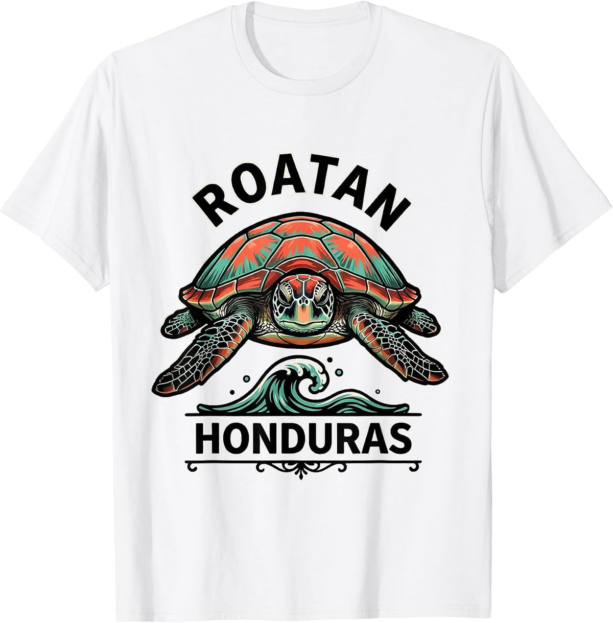 Men's Roatan Honduras Tattoo Sea Turtle Beach Vacation Souvenir T-Shirt - White
