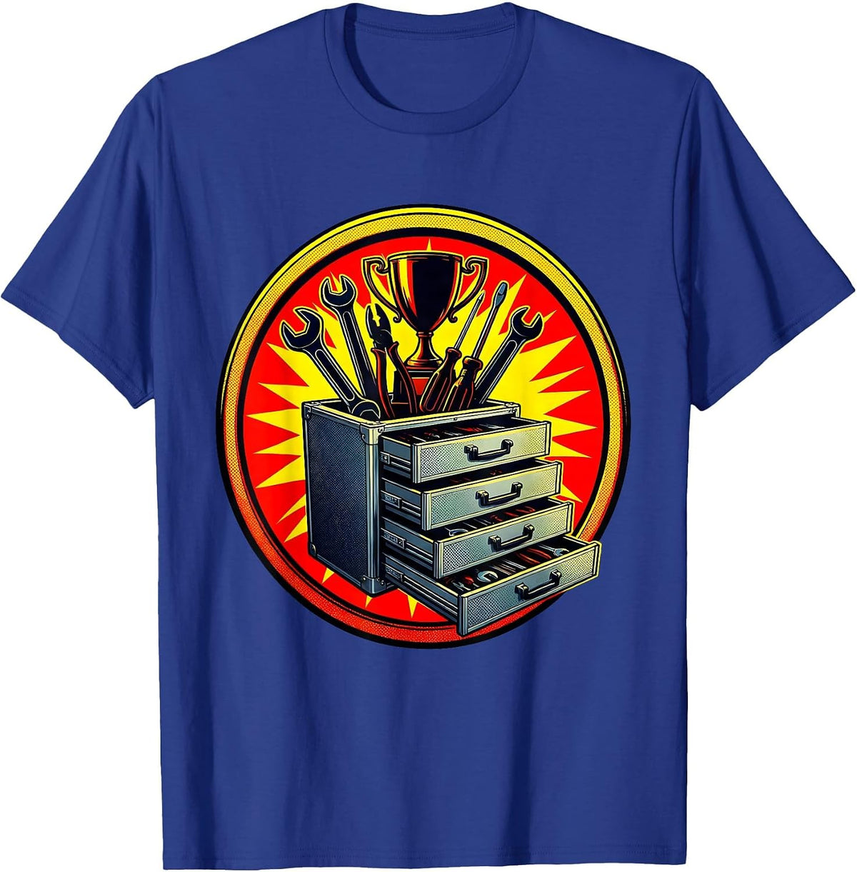Garage Toolbox All Drawers Open Mechanic Design T-Shirt - Royal Blue