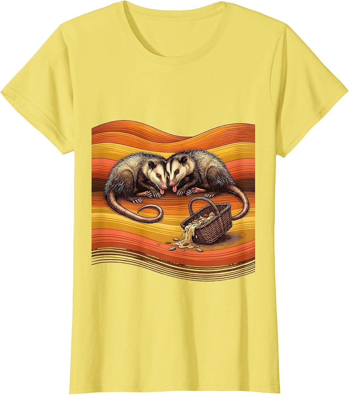 Retro 70s Opossum Deadpan Humor Possum Lover T-Shirt - Lemon Yellow