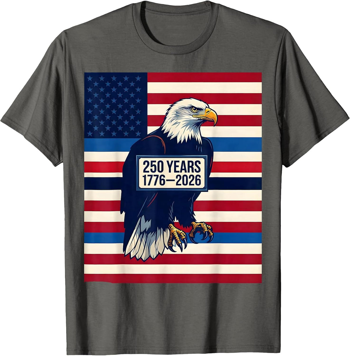 Men's 250 Years · 1776–2026 Geometric Eagle Flag USA 250th T-Shirt - Asphalt Grey