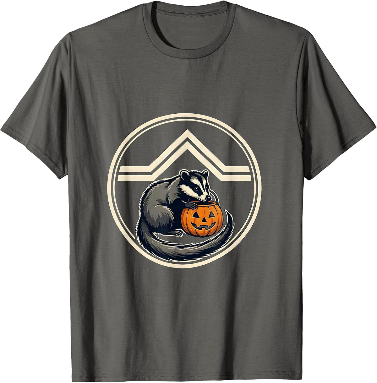 Men's Cute Opossum Pumpkin Halloween Kids Humor T-Shirt - Asphalt Grey
