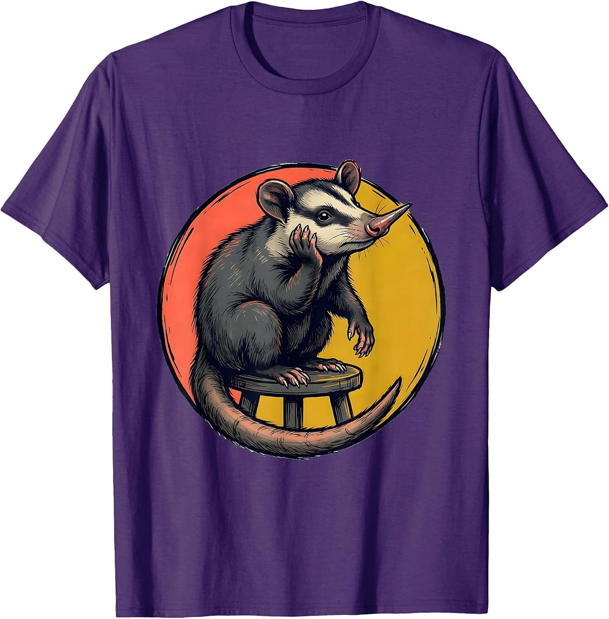 Men's Sealed Opossum Marker Outline Funny Animal Meme T-Shirt - Purple