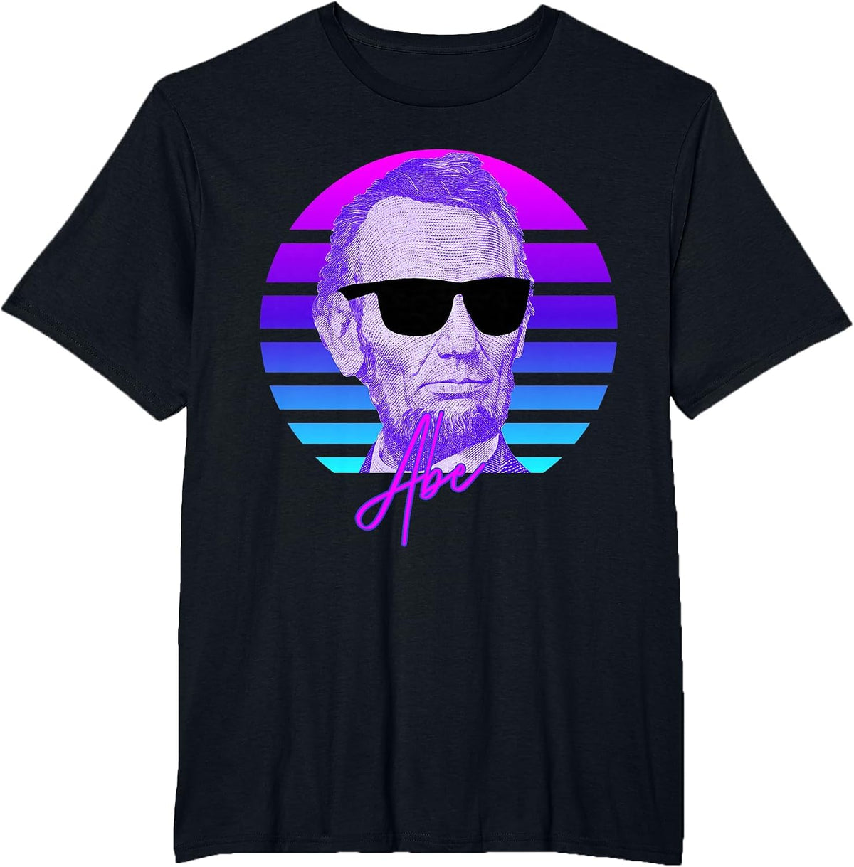 Abraham Lincoln Vaporwave American History Abe Lincoln T-Shirt - Black