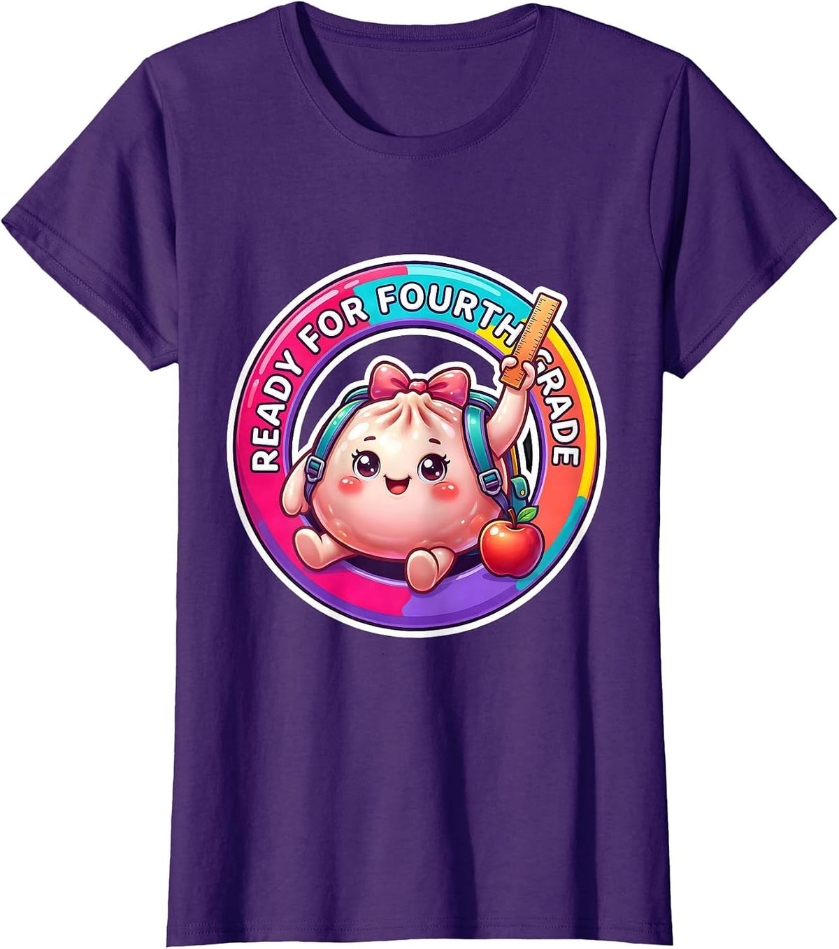Women's Ready For Fourth Grade Cute Dumpling Girl First Day T-Shirt - Purple