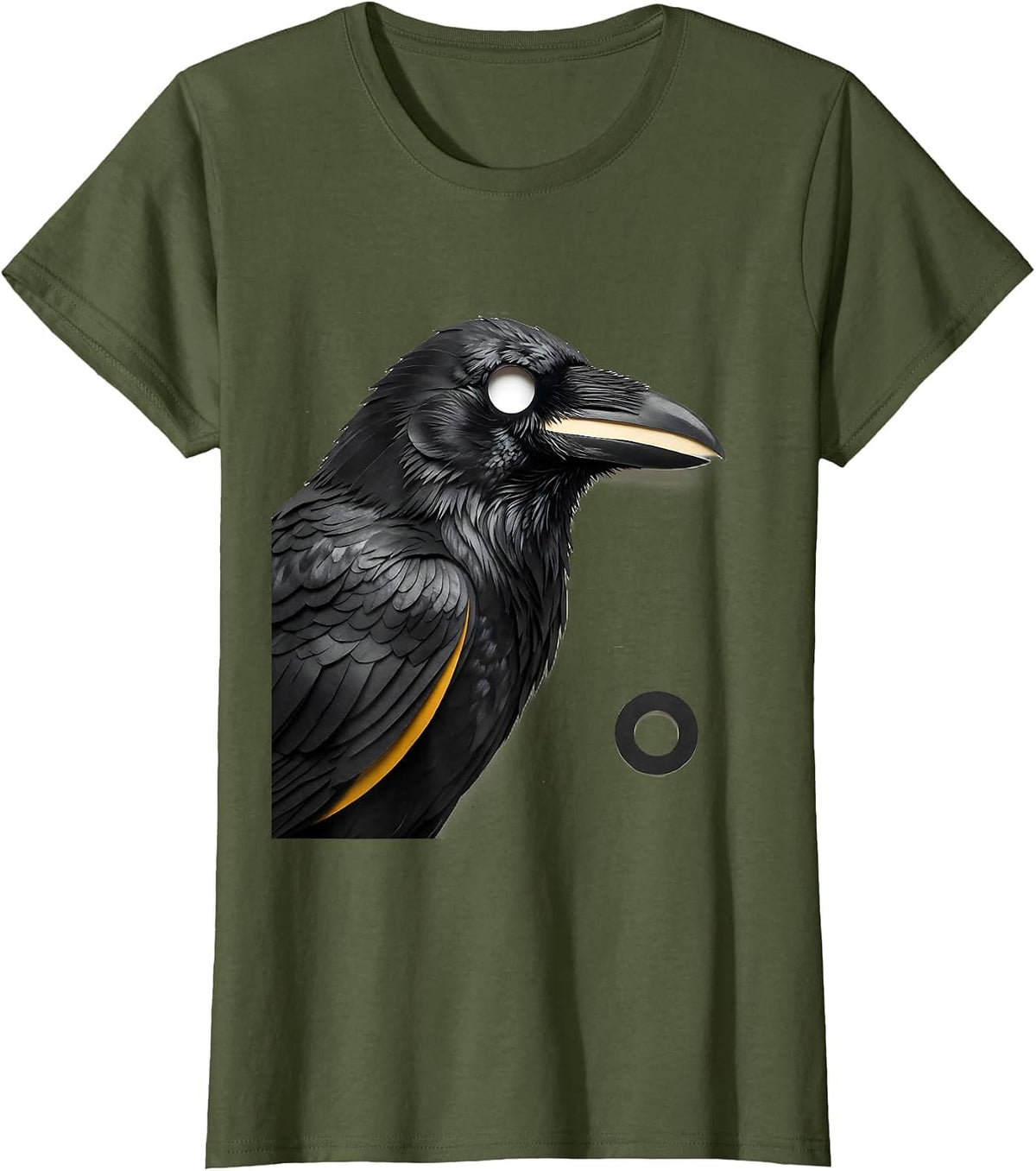 Women's Attempted Murder Crow Pun Humor Gothic Bird Lover T-Shirt - Olive Green