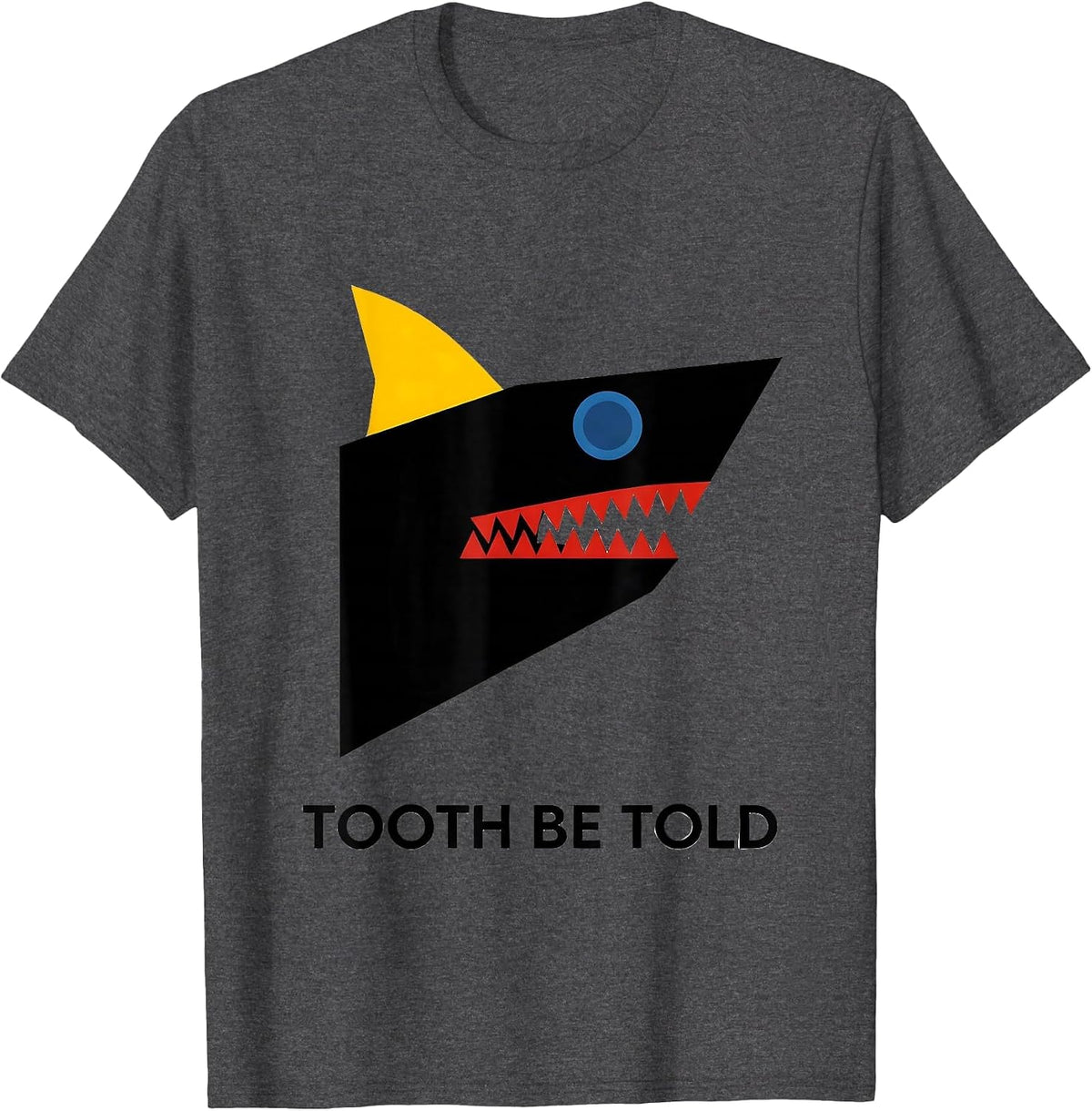 Tooth Be Told Geometric Shark Profile Modernist Ocean Humor T-Shirt - Dark Heather Grey
