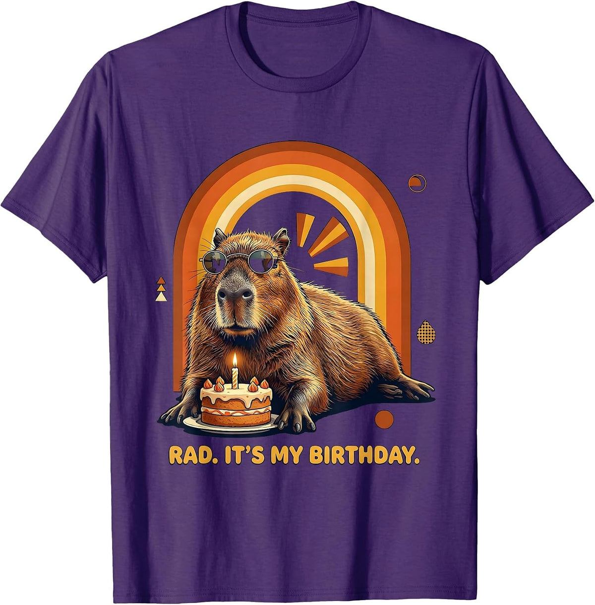 Men's Rad It's My Birthday Retro 70s Capybara Kawaii Birthday Gift T-Shirt - Purple