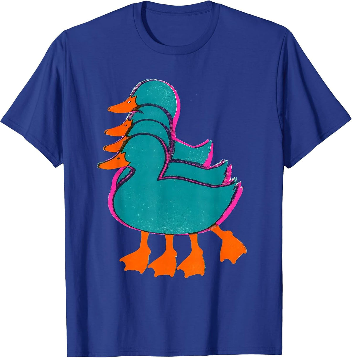 Duck Silhouette Risograph Funny Novelty Gift T-Shirt - Royal Blue