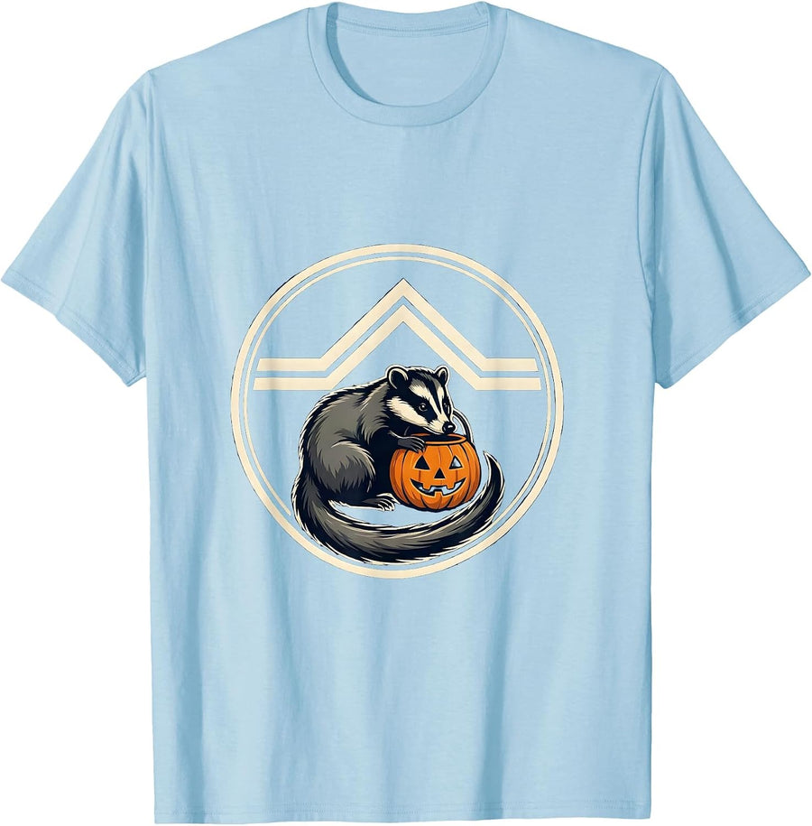 Men's Cute Opossum Pumpkin Halloween Kids Humor T-Shirt - Baby Blue