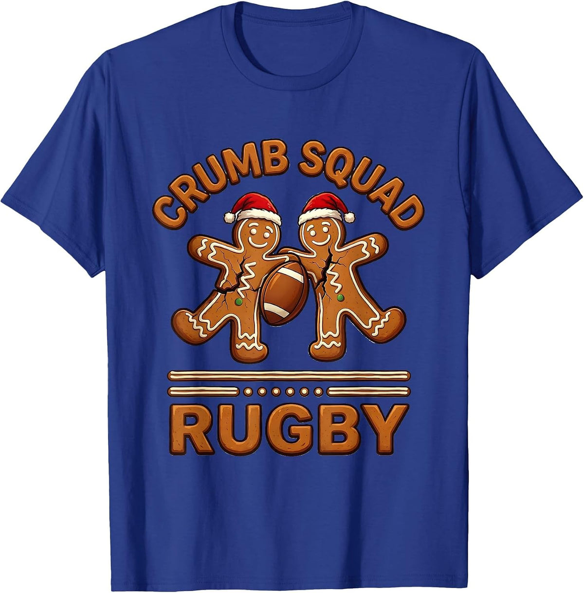 Crumb Squad Rugby Funny Gingerbread Man Christmas Sports T-Shirt - Royal Blue