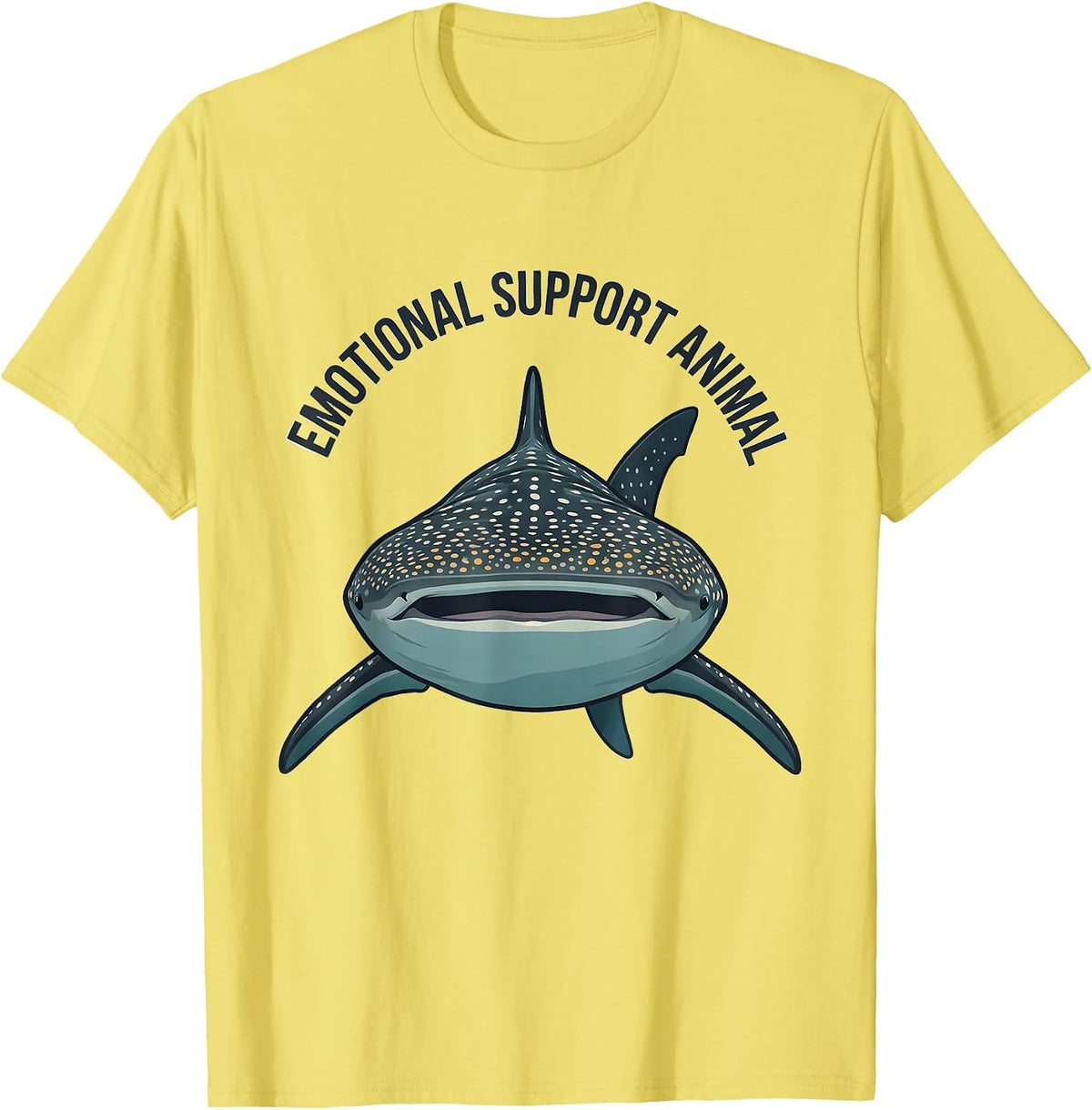 Men's Emotional Support Animal Funny Whale Shark Ocean Wildlife T-Shirt - Lemon Yellow