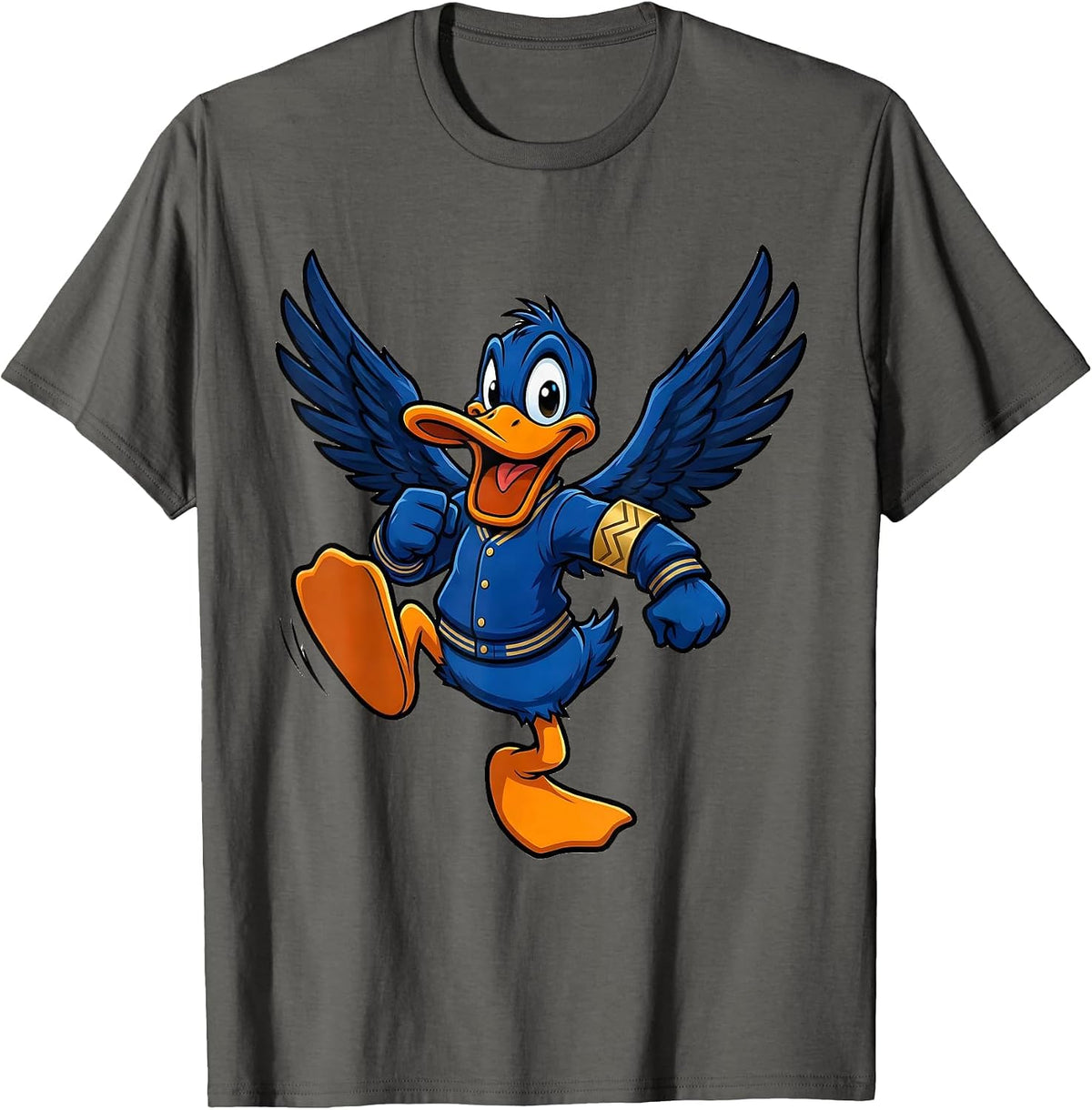 Men's Duck Mascot Sports Humor Casual Novelty Gift T-Shirt - Asphalt Grey