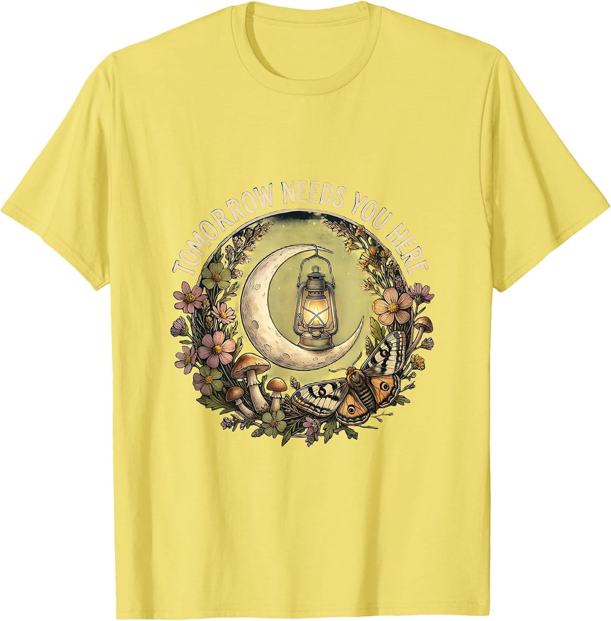 Men's Tomorrow Needs You Here Suicide Prevention Design T-Shirt - Lemon Yellow
