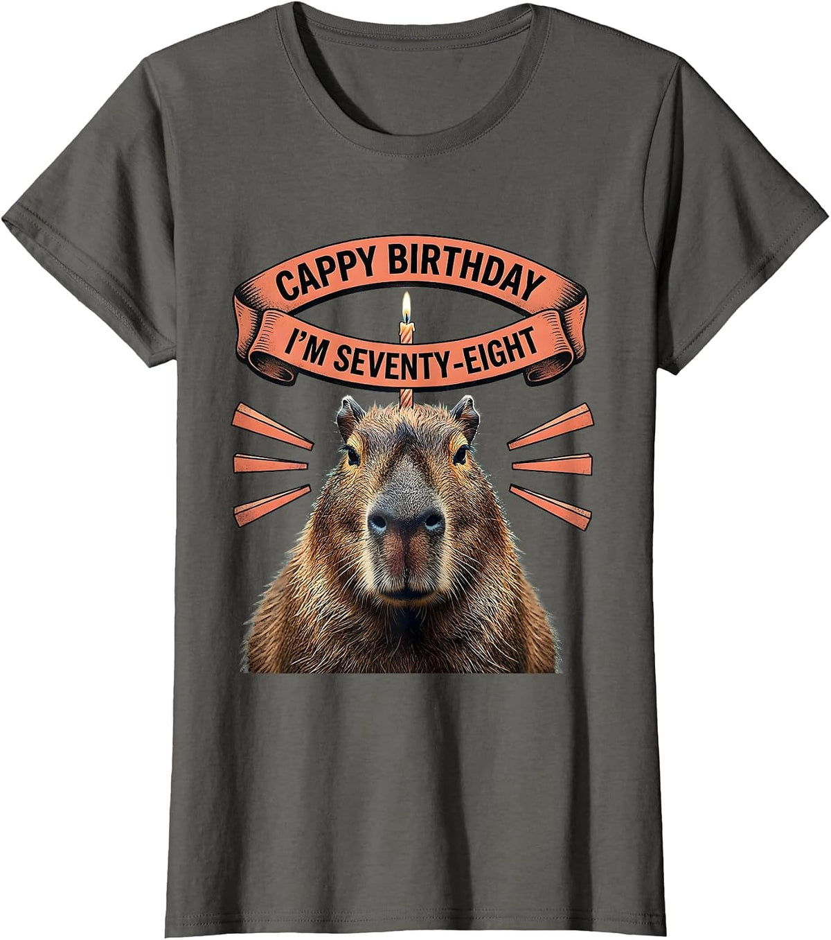 Women's Cappy Birthday I'm Seventy-Eight Funny Capybara Birthday T-Shirt - Asphalt Grey