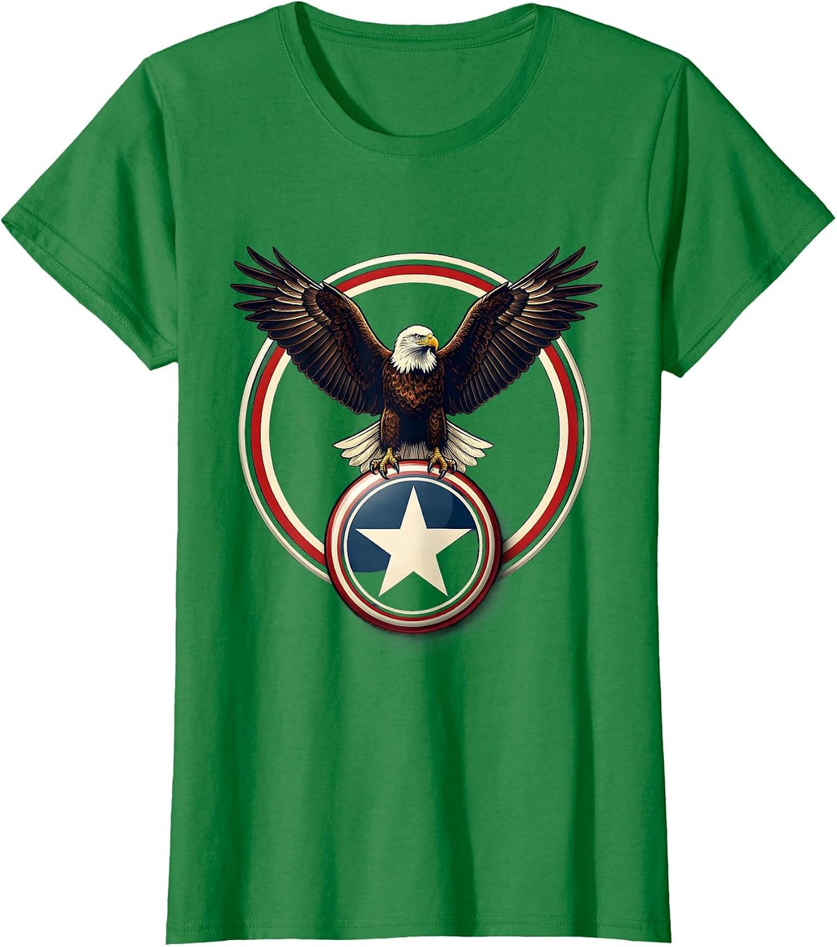 Women's Proud Democrat Bald Eagle Campaign Button T-Shirt - Kelly Green